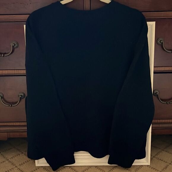 Zara Trafaluc black soft knit sweater w Pom poms M - Picture 4 of 5